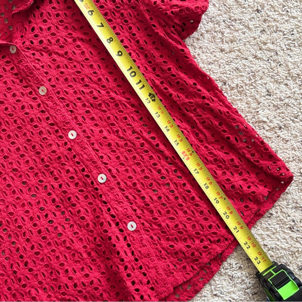Ruby Rd. Red Eyelet Button Front Short Sleeves Co… - image 7